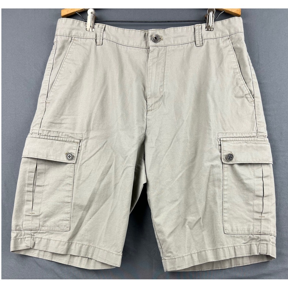 Calvin Klein Cargo Shorts Mens 34 Khaki Tan 100% Cotton Casual Excellent